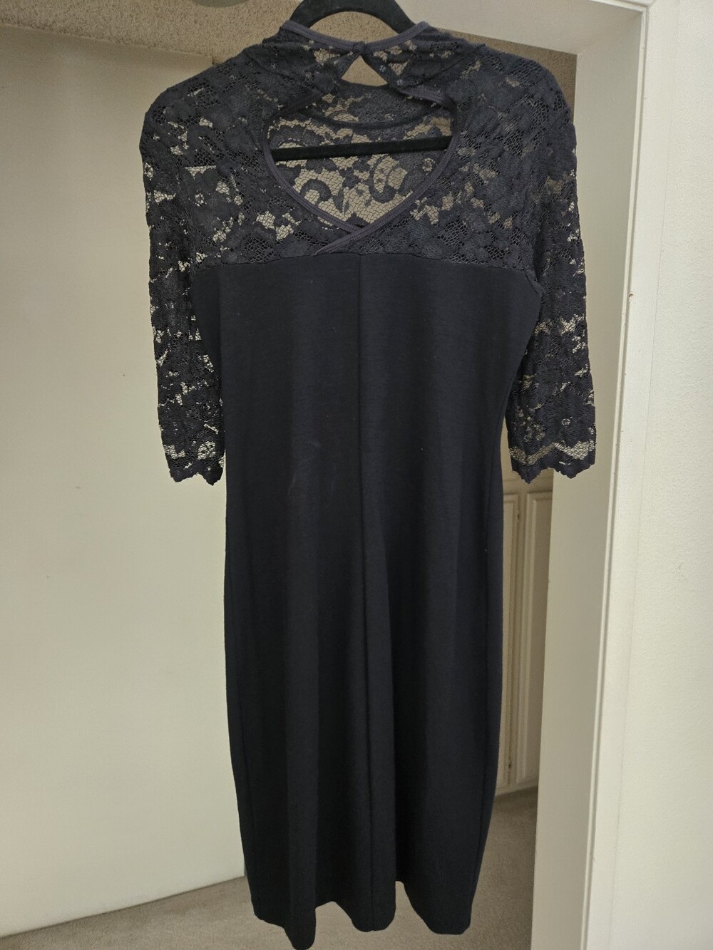 Black Lace Yoke Women's Dress